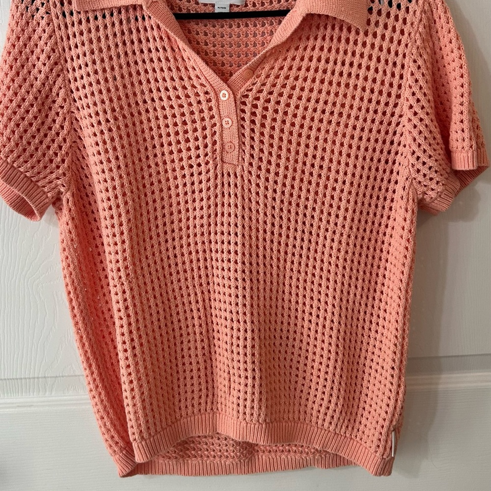 Calvin Klein Jeans Coral Button Down Knit Top